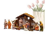 Crèche de Noël de 3,5 cm de hauteur, set de naissance de Jésus - Figurines en résine artisanales pour table, maison, famille, église, intérieur, jardin festif