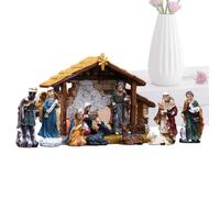 Crèche de Noël - Décorations de Noël, Décoration religieuse | Crèche classique de 12 pièces avec maison brisée, figurines de la Naissance de Jésus pour les fêtes, Coffret cadeau à collectionner, Décor