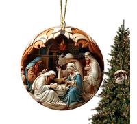 Crèche de Noël décorative - Acrylique 8 cm 15 g, mini crèche de Noël, pendentif magnifiquement sculpté | Décoration de scène de Nativité de Jésus, décoration de vacances, cadeau