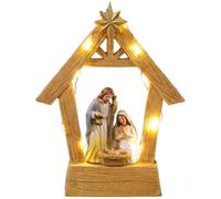Crèche de Noël - Design de mangeoire de la Sainte Famille, Nativité de Noël illuminée, décoration de scène décorative, figurine sacrée | Décorations de Noël chrétiennes pour l'intérieur, la maison, le
