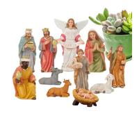 Crèche de Noël d'intérieur, décoration de Noël en résine | Miniatures de figurines de naissance pour famille chrétienne | Pour intérieur, chambre, salon, bureau, étagère cheminée bureau