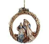 Crèche de Noël - DKD HOME DECOR - Estándar - Bleu et doré - Polyester - 22 x 51 x 51 cm