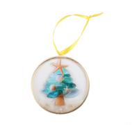 Crèche de Noël en acrylique fabriquée à la main avec éléments givrés et coquillages, étoile de mer, étoile de mer dorée à suspendre pour sapin de Noël, bleu, 8 cm pour (C)