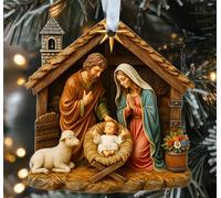 Crèche de Noël en acrylique - Scène Sainte Famille - Jésus - Noël à suspendre - Décoration spirituelle de vacances - Cadeau pour souvenir de foi