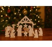 Crèche de Noël en bois Marco Paul - Décoration d'intérieur - 3D - Rustique traditionnelle - Crèche de Noël religieuse pour enfants