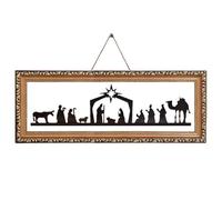 Crèche de Noël en fer - Affichage de naissance sacrée, ensemble de mangeoire en métal, illustration de silhouette festive avec style inspiré de la foi | Table de célébration d'accentuation d'intérieur