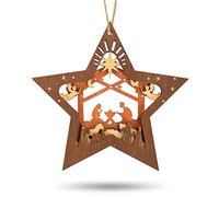 Crèche de Noël en forme d'étoile en bois pour décoration religieuse de vacances, la naissance de Jésus.