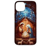 Crèche de Noël en mosaïque de Noël en vitrail Coque pour iPhone 15 Plus