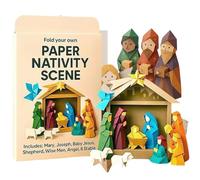 Crèche de Noël en papier - Kit d'artisanat de Noël fait à la main - Décorations de fête de Noël avec Jésus, anges, animaux | Ensemble de papier créatif pour débutants, hommes, femmes, enfants
