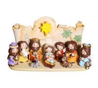 Crèche de Noël en résine - Crèche de Noël en résine pour développer la relation parent-enfant | Crèche de Noël fiable faite à la main | Crèche de Noël avec figurines pour la maison et le café
