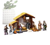 Crèche De Noël En Résine,Jésus Dans La Scène Du Cribe - Figurines De Collection Chrétienne D'art Religieux Pour La Décoration Centres Parties Vacances Intérieur Salon Maison Cheminée Manteau