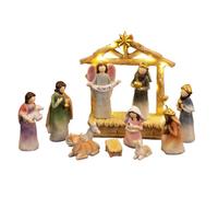 Crèche de Noël en résine - Naissance en résine avec figurines, fournitures pour fêtes de Noël, bureaux, appartements, pour nappe et célébration de Thanksgiving