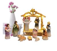 Crèche de Noël en résine pour crèche de Noël | Décoration de Noël pour cheminée, bureau, chambre, bureau, école, résidence, décoration pour appartement et résidence étudiante