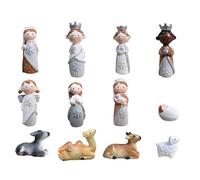Crèche de Noël en résine, statue religieuse de la Sainte Famille | Statue artisanale en résine pour crèche d'intérieur - pour table, bureau, étagère, bibliothèque