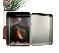 Crèche de Noël en verre de mer - Présentoir miniature en bois flotté, décor chrétien fabriqué à la main, ornement de vacances religieuses | Conception d’œuvres d’art spirituelles d’inspiration côtière