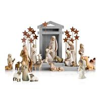 Creche de Noel, Ensemble d'ornements de crèche religieuse en résine, artisanat - ensemble de 20 pièces, Creche de Noel