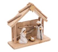 Crèche de Noël - FEERIC LIGHTS & CHRISTMAS - 3 Santons sculptés - Bois et Polyrésine - H19 5 cm