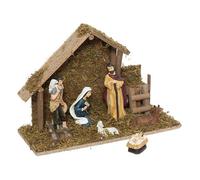 Crèche de Noël - FEERIC LIGHTS & CHRISTMAS - 7 santons - Multicolore - Fonctionne sur piles - 20x12x30 cm