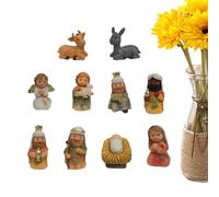 Crèche de Noël - Figurines miniatures de Jésus - Dessin animé religieux en résine pour bureau, dortoir, famille, adulte, table de chevet, église, grand-père, ami, jardin, maison