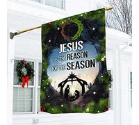 Crèche De Noël Jésus Est La Raison Drapeau De Jardin Drôle Jardin Signe Ésistantes À La Décoloration Drapeaux De Pirate Décoration Pour Maison Pelouse Porche M