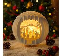 Crèche de Noël LED - 18 x 8 cm - Crèche de Noël éclairée en papier durable - Décoration de Noël - Table lumineuse - Fabriquée à la main - Cadeau de décoration chrétienne pour la famille et le tour (A)