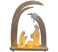 Crèche de Noël LED avec lumière design scandinave - 21 cm - Éclairage moderne de crèche chrétienne minimaliste - Décoration de Noël illuminée pour l'intérieur - Objet lumineux à piles