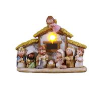 Crèche de Noël lumineuse à LED pour intérieur en résine