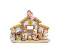 Crèche de Noël lumineuse à LED pour intérieur en résine