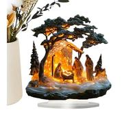Crèche De Noël Lumineuse en Acrylique - Figurines et Sculpture pour Décoration De Table - Scène De La Nativité