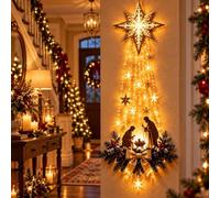 Crèche de Noël lumineuse, étoile de Bethléem éclairée à suspendre (#C) | Décoration de Noël lumineuse avec crèche, inspirée de la foi pour maison, cheminée et entrée