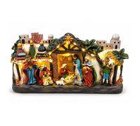 Crèche de Noël Lumineuse LED - Scène de Nativité avec Santons et Animaux - Décoration de Noël à Poser - 34 x 9 5 x 16 5 cm