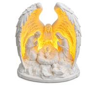 Crèche de Noël Lumineuse - Nativité illuminée - Étable de la crèche | Décoration de Noël pour table, étagère ou cheminée. 11x11cm. Lumière LED effet bougie incluse. Étable de la crèche.