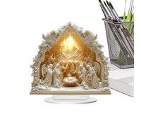 Crèche de Noël pour l'intérieur, bouclier Jésus en acrylique 2D, figurines de Noël, crèche, décoration de bureau, pour décoration de la maison, famille chrétienne, intérieur, table, cheminée, chambre