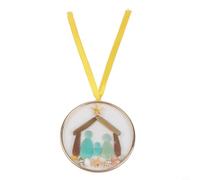 Crèche de Noël pour sapin de Noël, scène de naissance de Jésus en acrylique faite à la main avec coquillages et étoile de mer, saphir sur le thème de la plage (B)