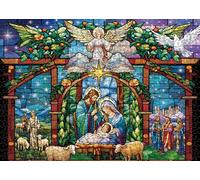 Crèche de Noël - Puzzles en verre teinté de 1000 pièces pour adultes, puzzle religieux Jésus chrétien comme jeux familiaux