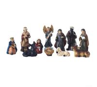 Crèche de Noël traditionnelle en résine 11 pièces