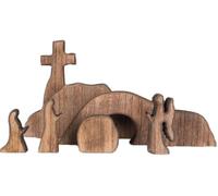 Crèche de Pâques - Décoration de Pâques - En bois - Figurine Jésus chrétienne - Décoration des monts Métallifères - Décoration en bois - Pyramide de Pâques - Plateau de table - Chrétien catholique