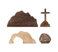 Crèche de Pâques - Ornement de vacances en bois, sculpté avec un savoir-faire complexe, ensemble de figurines avec des caractéristiques détaillées, décoration d'étagère, décoration de table pour améli