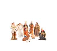 Crèche décoré de 11 personnages en résine avec coffret 10cm