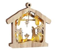 Crèche d'intérieur LED pour crèche, décorations de Noël pour crèche, statuette de Noël à piles | Artisanat en bois de Noël, décoration lumineuse LED avec naissance de Jésus, décoration