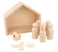 Crèche en bois + pions à personnaliser