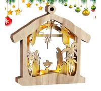 Crèche Lumineuse, crèche Lumineuse, crèche de Noël à LED, décoration de crèche Lumineuse, Statue Sainte en Bois avec lumières LED, décoration de Bureau avec Panneaux de Noël, décorations de Noël