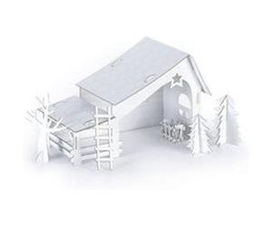 Crèche pré-découpée en carton à construire soi-même 29 x 19 x 14 cm Blanc G
