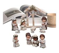 Crèches de Noël, figurines en résine pour crèche de Noël | Statue de scène d'intérieur de , figurines de Jésus, crèche, ornement de berceau - 12X ensembles de scène de la nativité de noël à collec