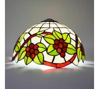 Crécobo Abat-jour Tiffany 12 pouces abat-jour en verre teinté feuilles vertes de remplacement fait main rouge adapté for lampe table lustre lampadaire style rétro pastoral décoration la maison