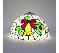 Crécobo Abat-jour Tiffany 12 pouces petit trou abat-jour en verre teinté fait à la main fleur de Noël rouge lampe table adaptée lustre lampadaire et autres objets décoration rétro style (1 pièce)