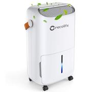 Crecolife Déshumidificateur à Compresseur 12L/Jour, Silencieux 42dB, Réservoir 2.5L et Drainage Continu pour Pièces 20m², 3 Modes, 2 Options de Vidange, Minuterie 24 h