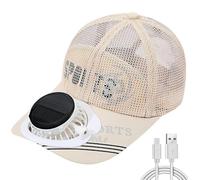 Credelin Chapeau de fan solaire à large bord, casquette de baseball pour homme avec ventilateur rechargeable, chapeau de soleil réglable à 3 vitesses pour la pêche, la plage, beige, M/L