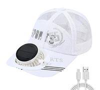 Credelin Chapeau de fan solaire à large bord, casquette de baseball pour homme avec ventilateur rechargeable, chapeau de soleil réglable à 3 vitesses pour la pêche, la plage, blanc, M/L