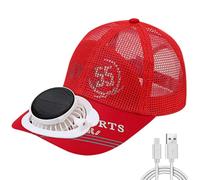 Credelin Chapeau de fan solaire à large bord, casquette de baseball pour homme avec ventilateur rechargeable, chapeau de soleil réglable à 3 vitesses pour la pêche, la plage, Rouge, M/L